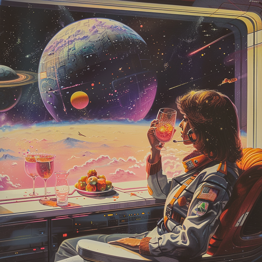 sci-fi hero space cocktail lounge