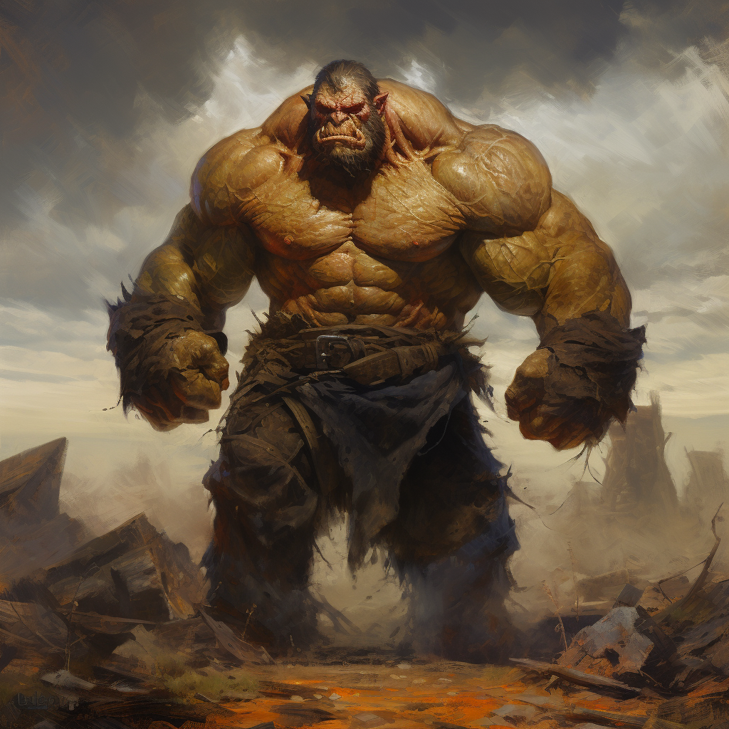 Ogre in battlefield standing strong