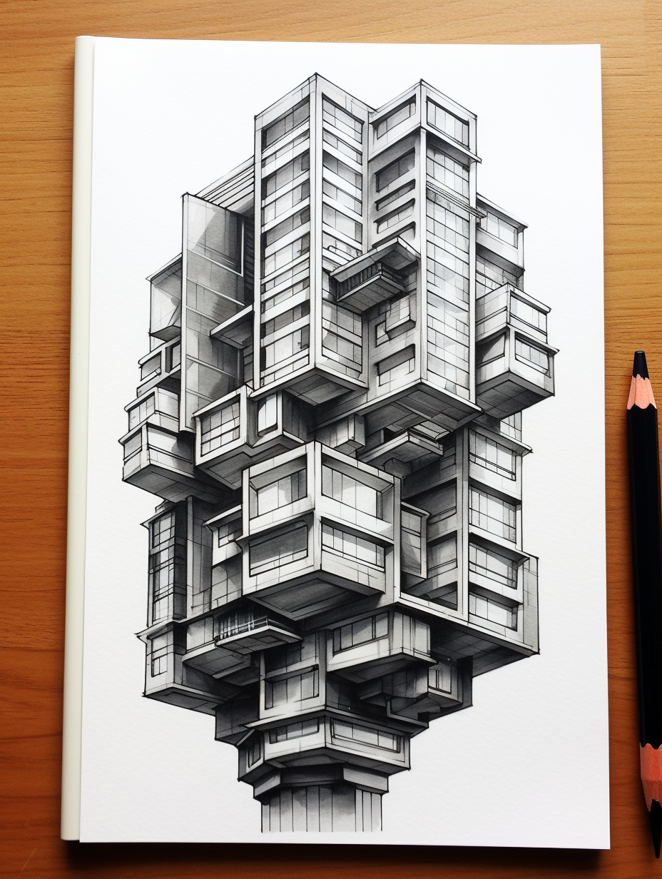 Sketch of sliding hexagonal building