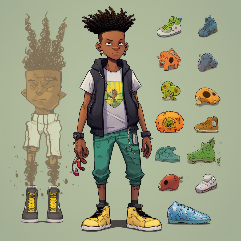 Hey Arnold with Afro Centric Tattoos Jeans Tennis Shoes