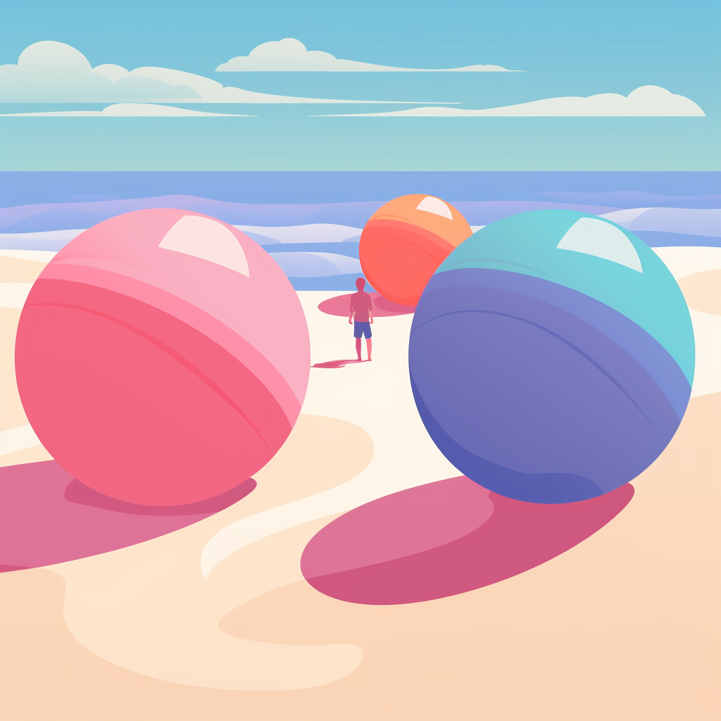 Inflatable beach balls playing hide and seek