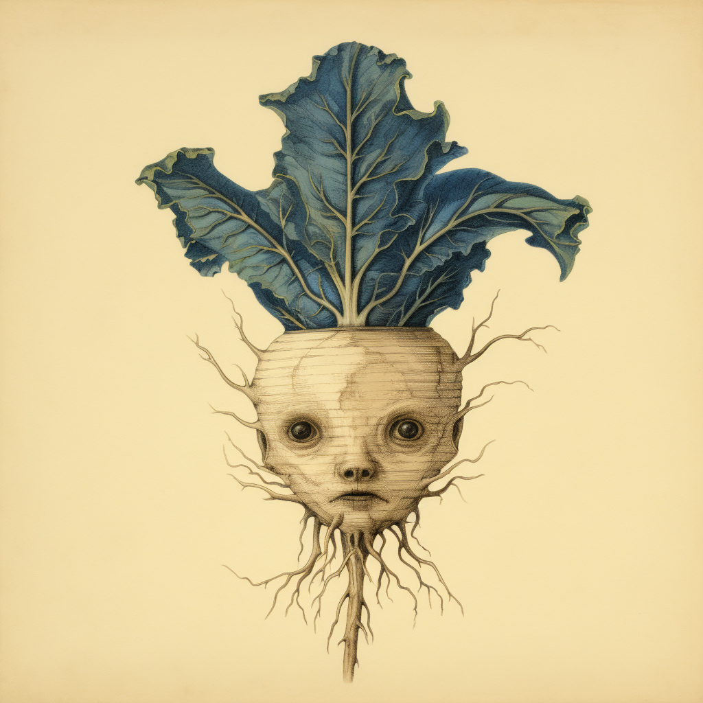 Beet head with leaf in visionary style