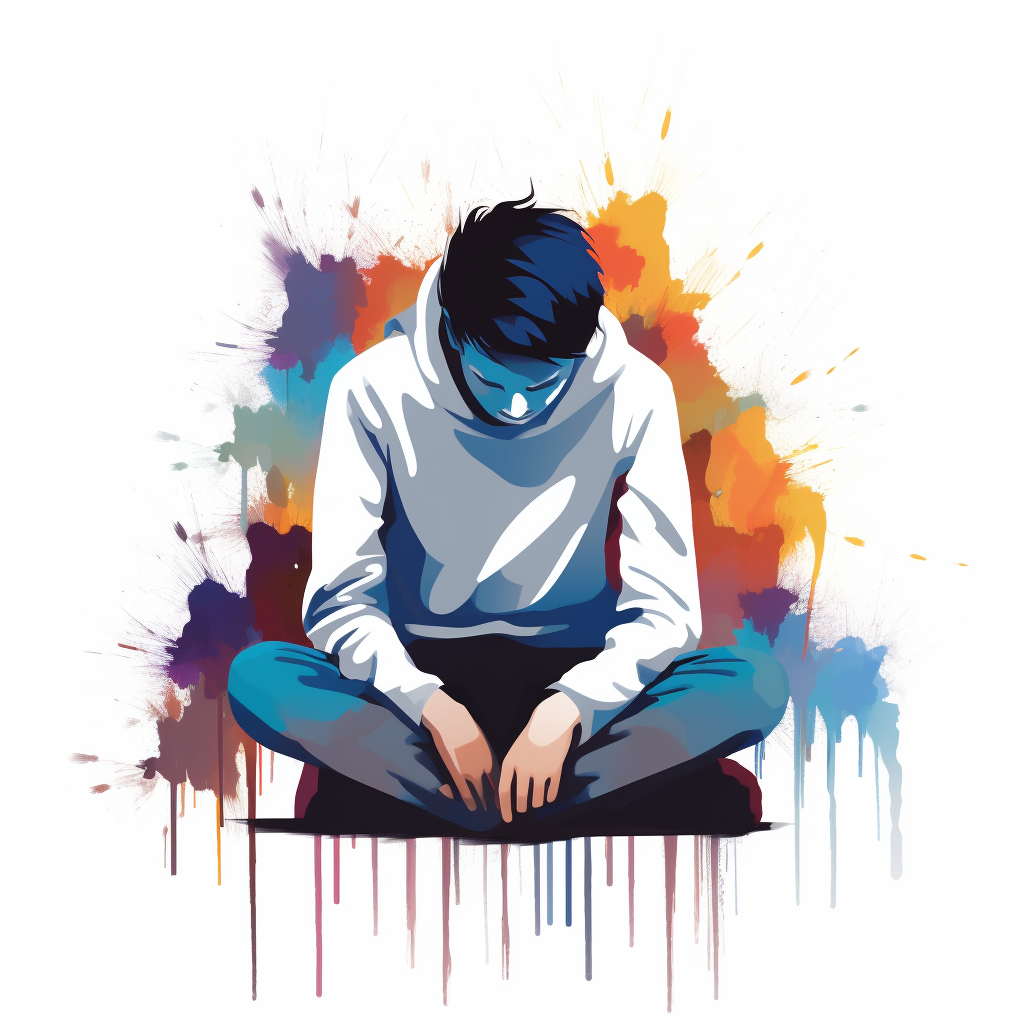 Vector design of a person with high depression