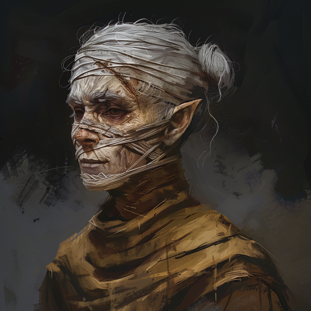 High Elven Scholar with Bandaged Face