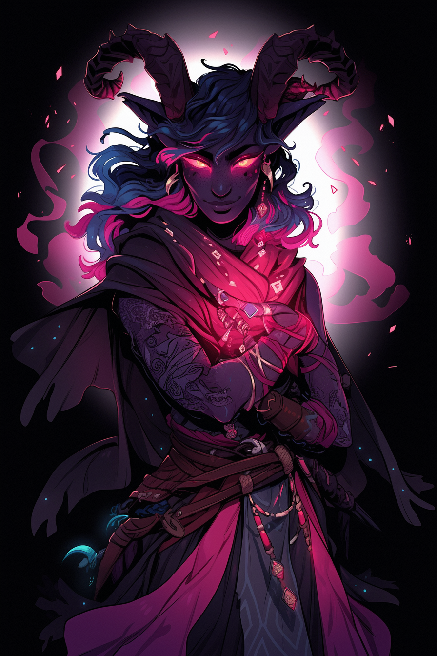 Impressive Tiefling Warlock Casting a Spell