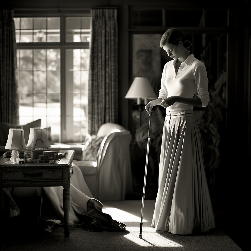 Woman in stylish historic golf attire