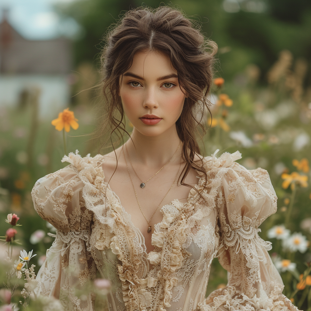 Elegant high fashion photoshoot in garden