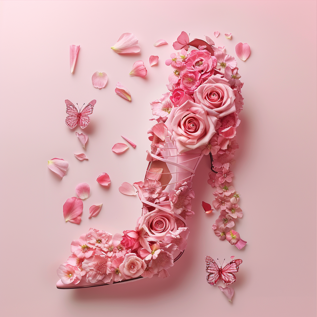 High heels made from roses