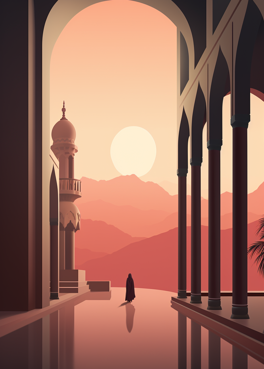 Minimal illustration of a high road leading to a palace