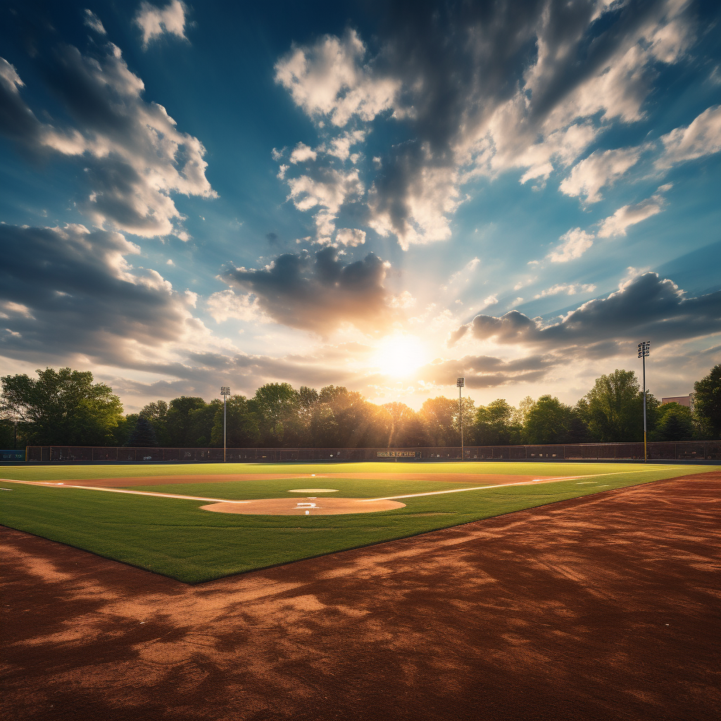 Cinematic baseball field with golden light