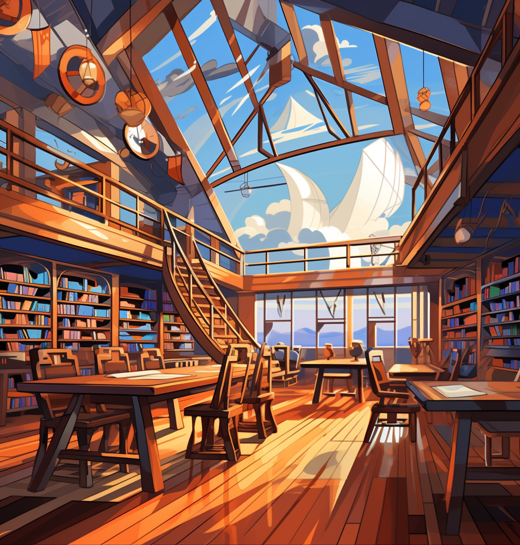 Noah's Ark-inspired library illustration