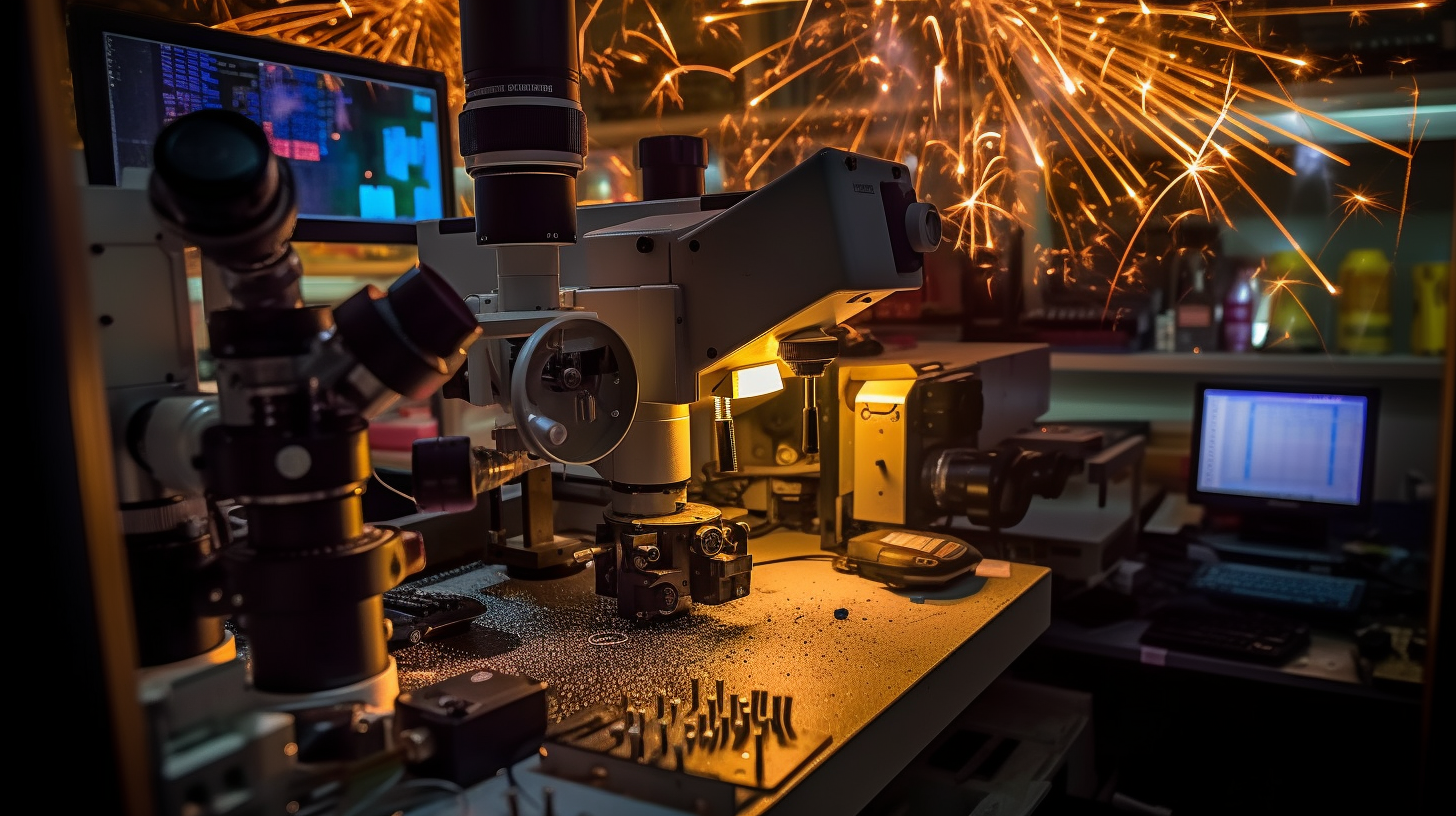 High-Tech Metallurgy Research Lab with Diwali Fireworks