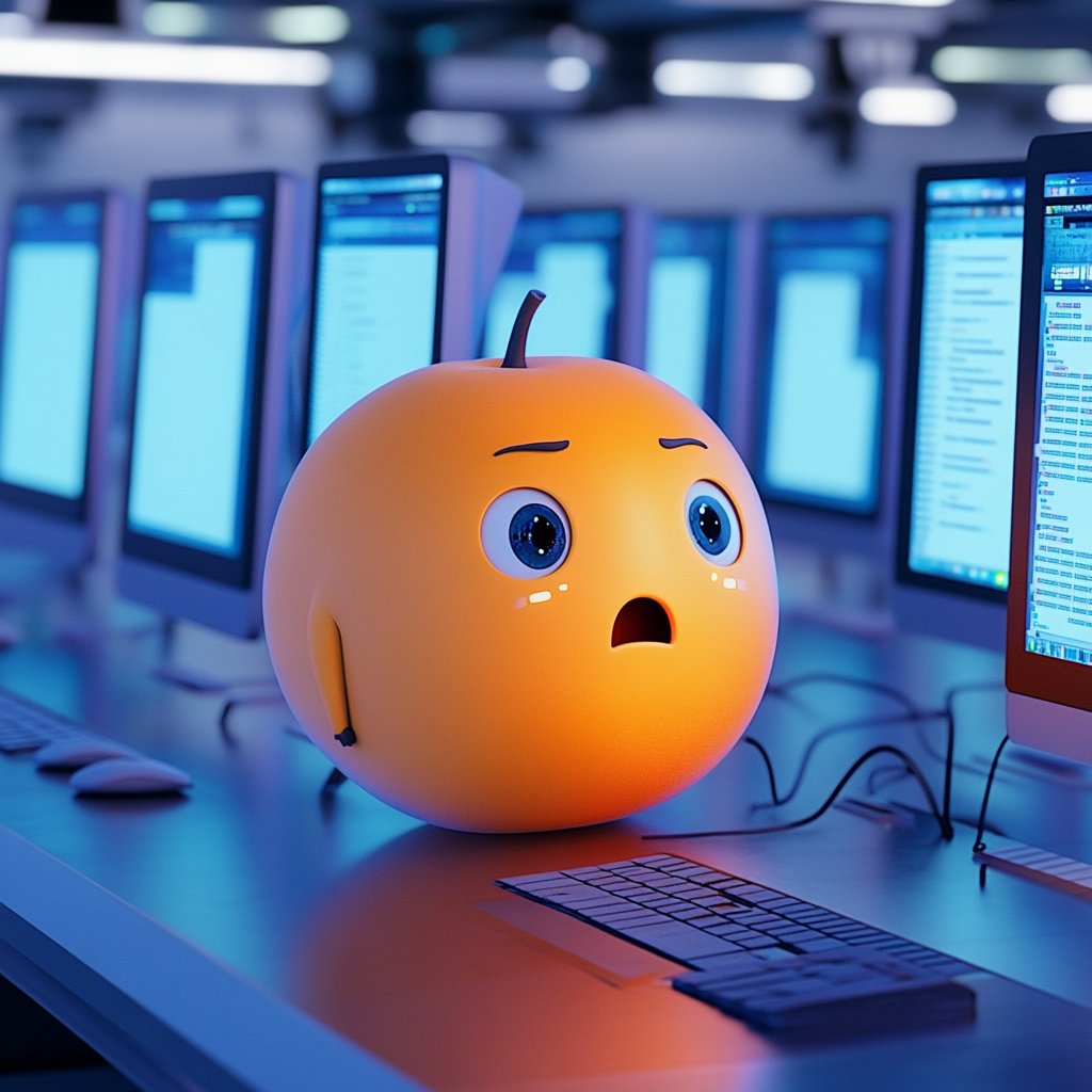 cute orange fruit robot computer