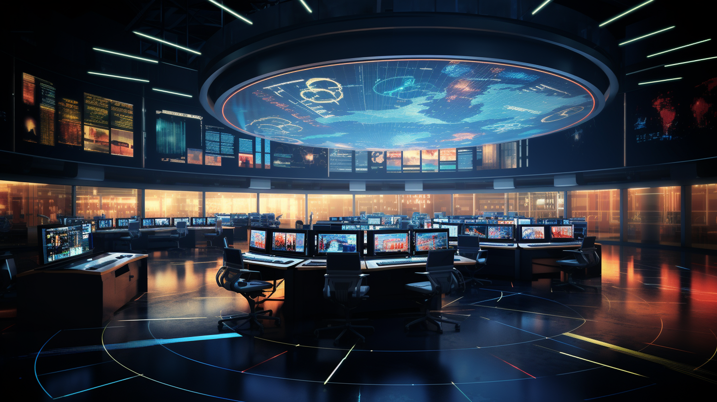 High Tech Trading Floor Crypto Charts