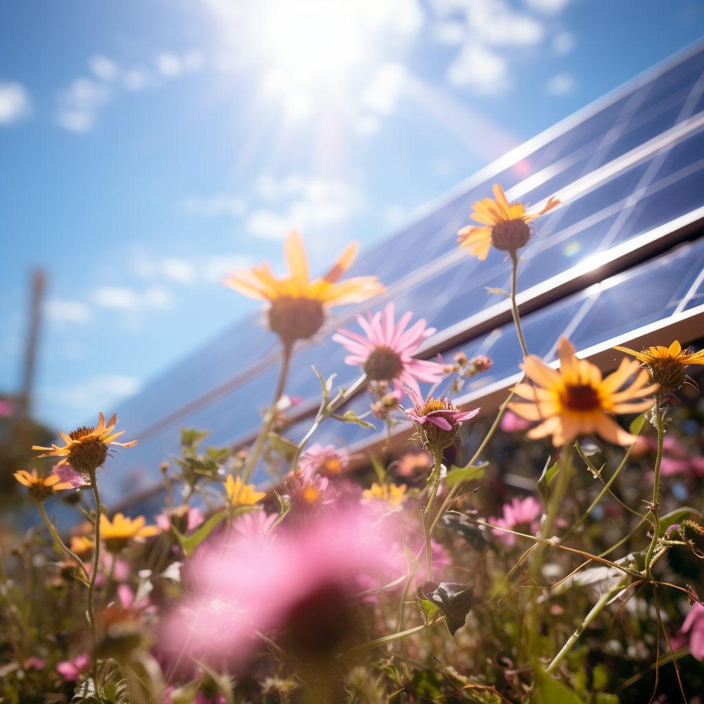 High Vertical Solar Panel Wildflowers