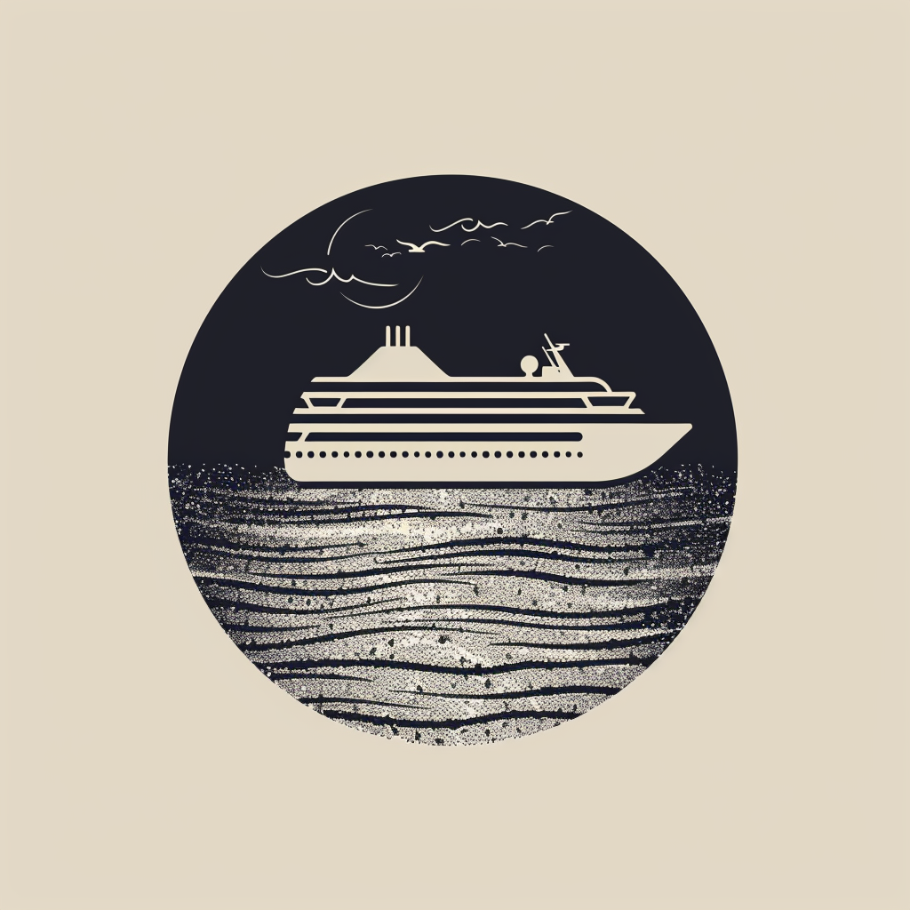 Cruise ship circle logo design