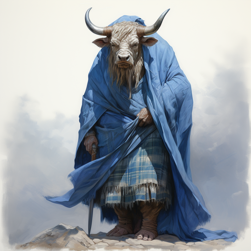 Highland Bull Minotaur in Blue Habit Robes