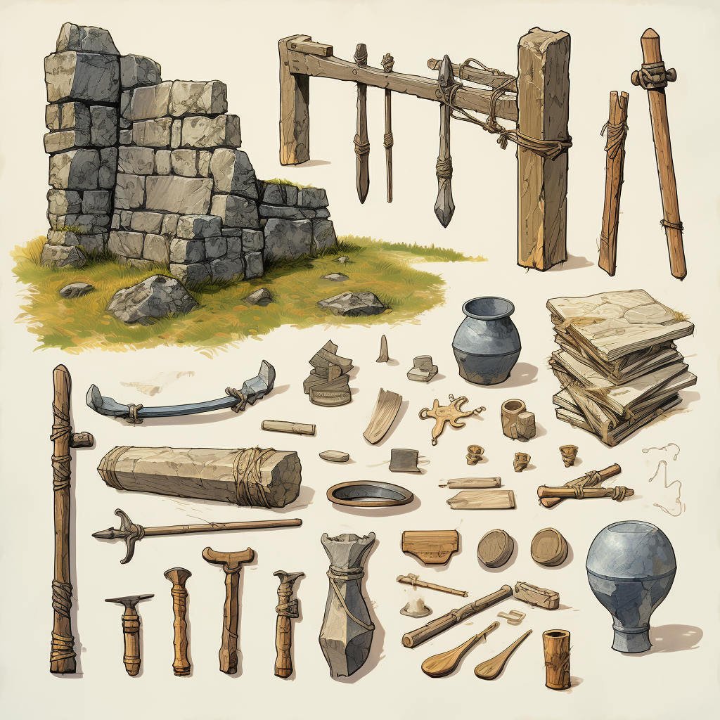 Highland Games Prop Designs in Graphic Novel Style