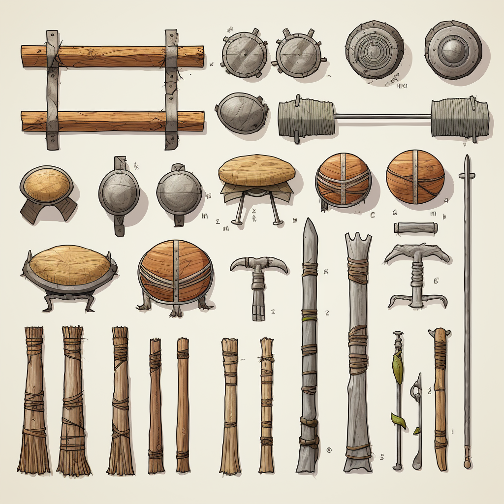 Highland Games Athletic Equipment Sketches