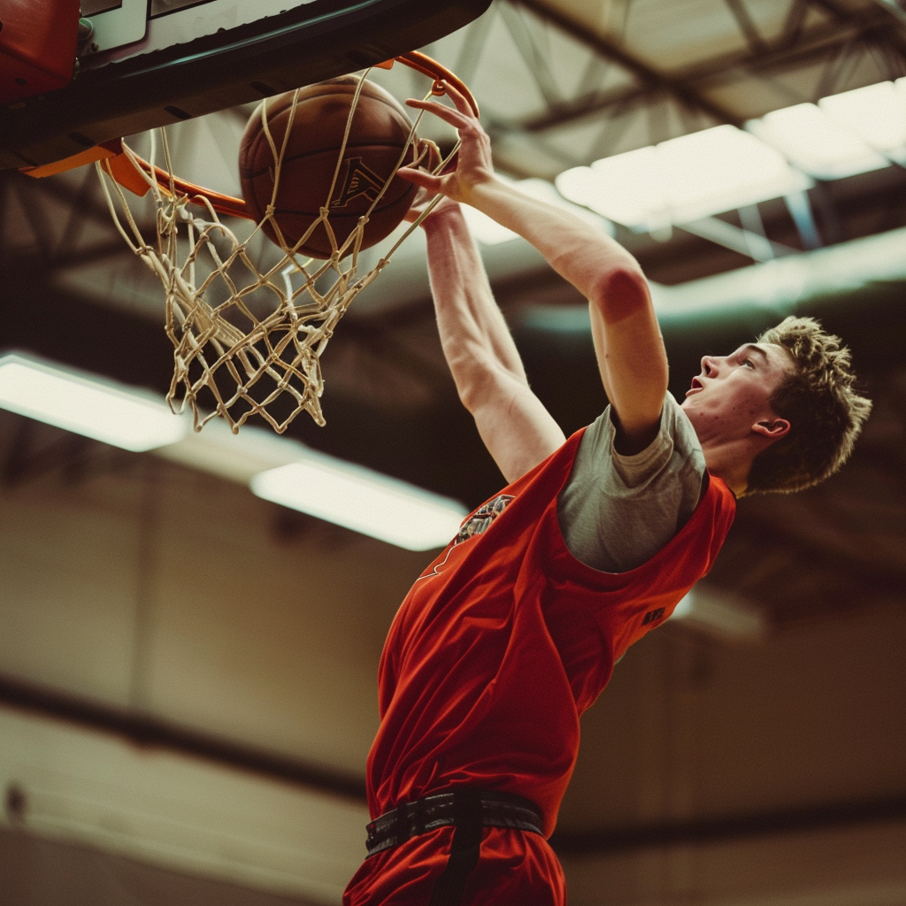 Mason Helenius playing basketball