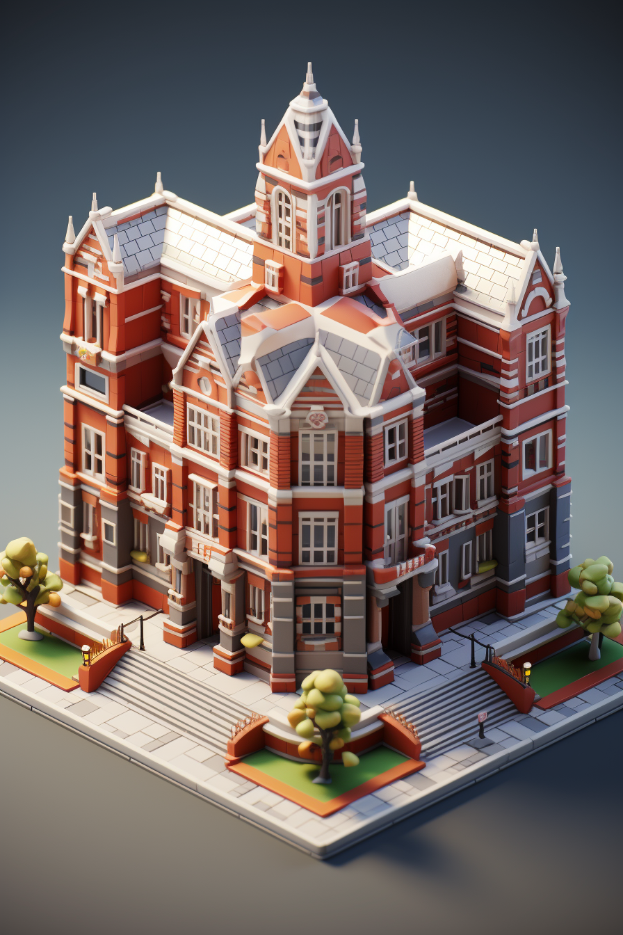 High school building in 3D Disney art