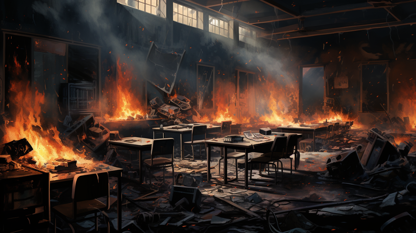 Dark High School Classroom Scene