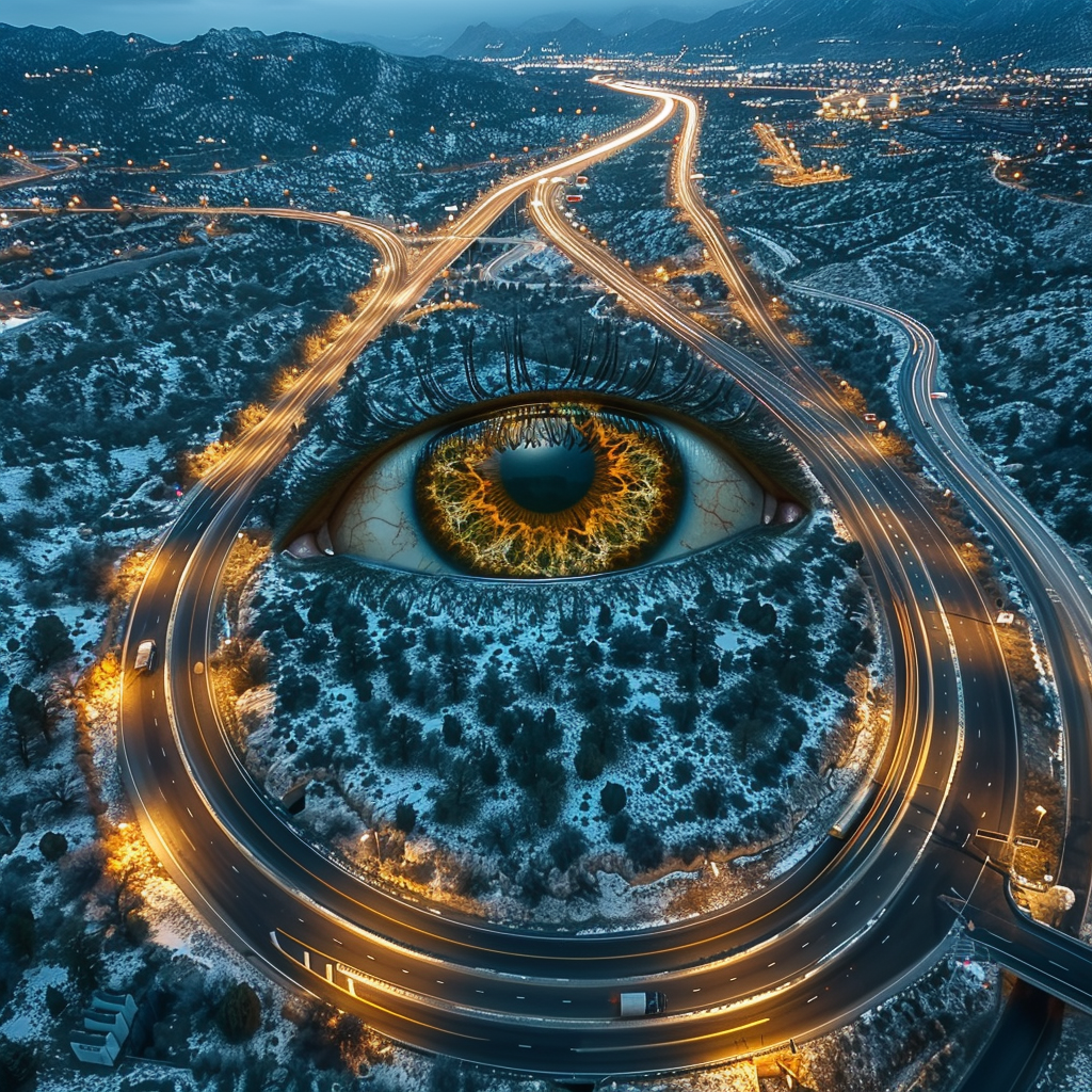 Eyeball shaped highway road