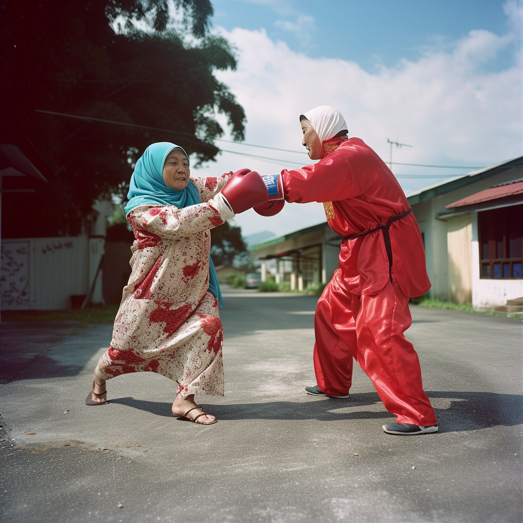 Malaysian Hijabi Grandmother Boxing Celebration