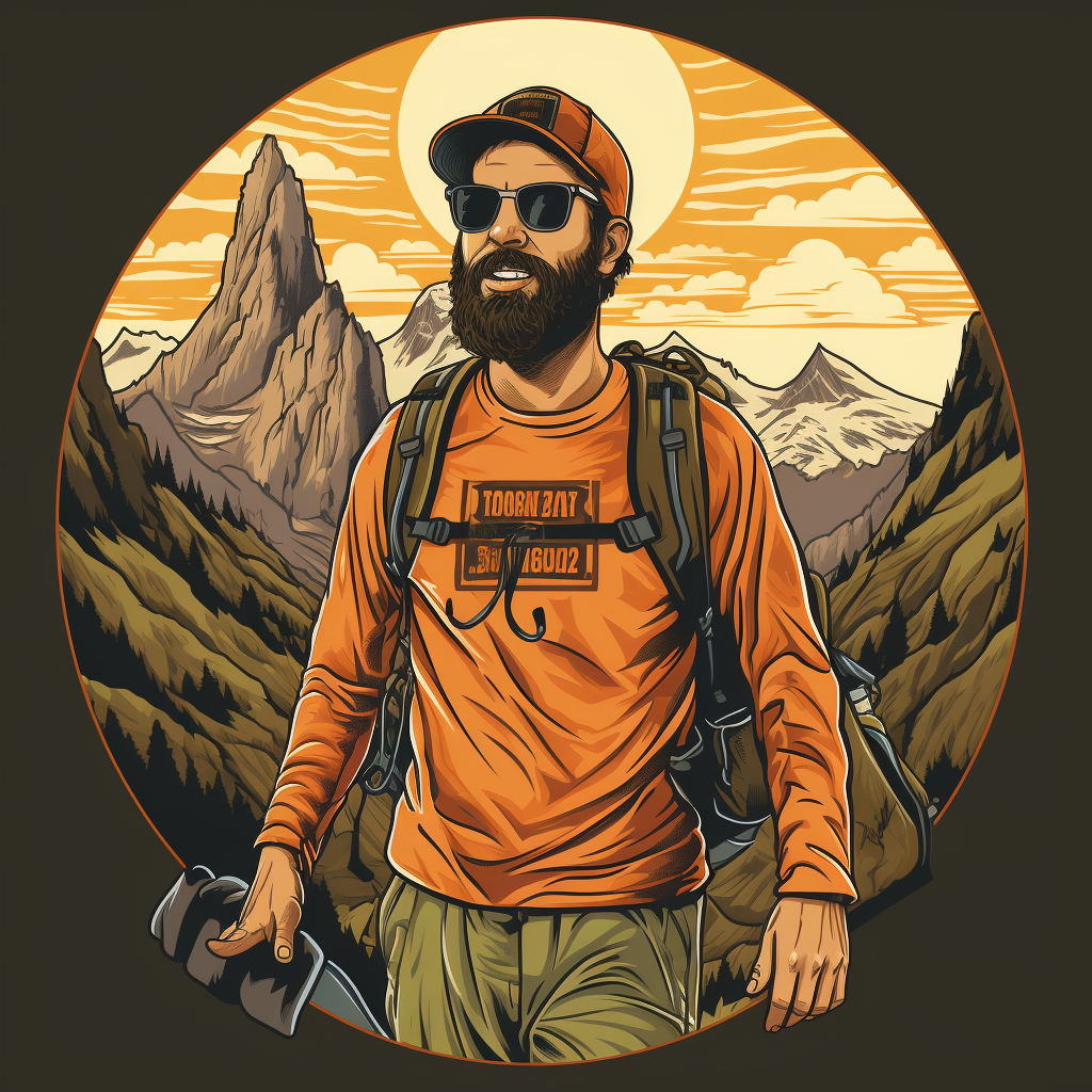 Hiking man wearing flat illustration t-shirt design