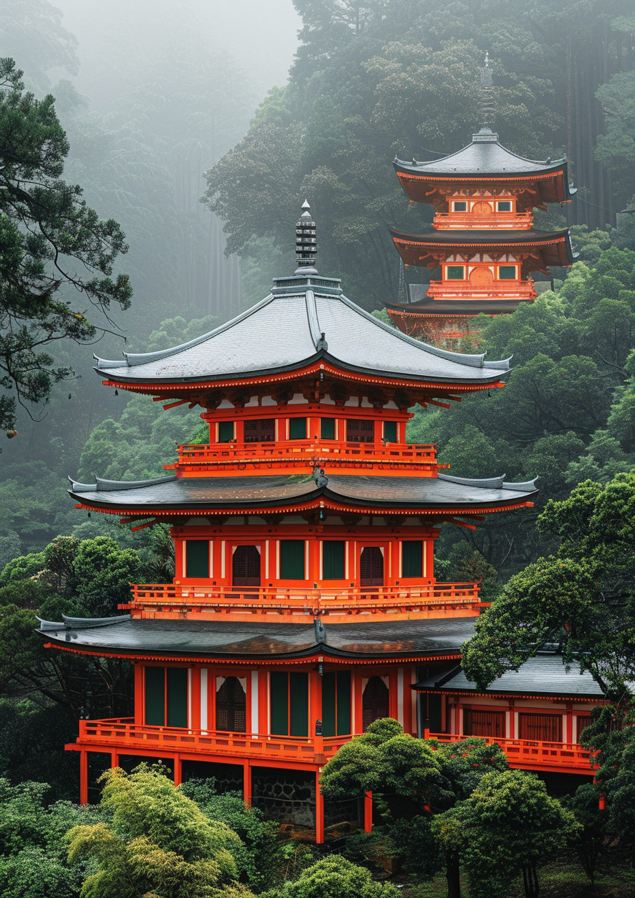 Oriental architecture hill viewpoint