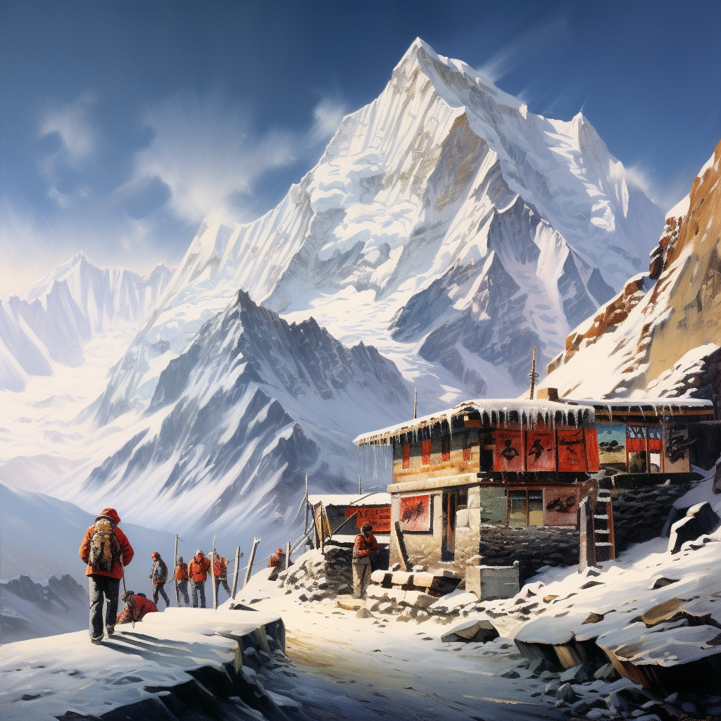 Brave postal store in snowy Himalaya