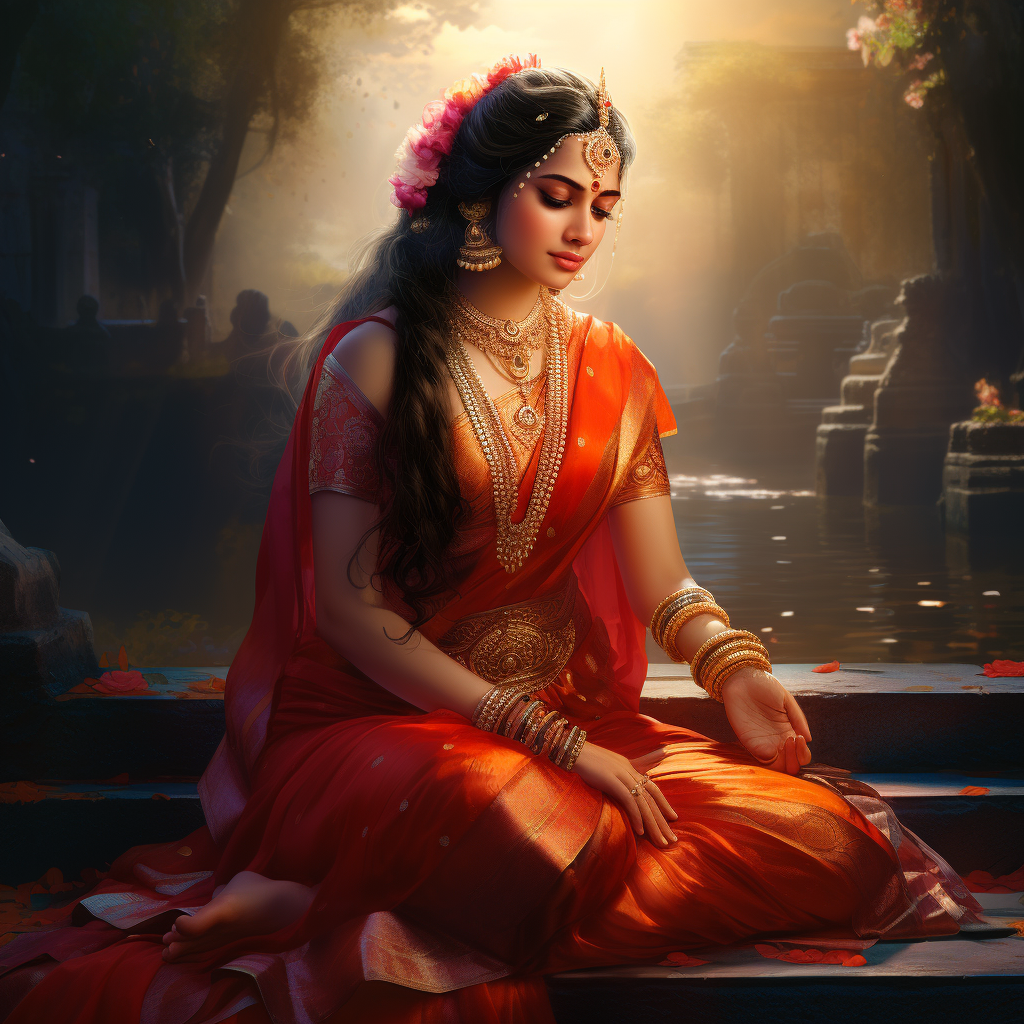 Hindu goddess Sita giving blessings