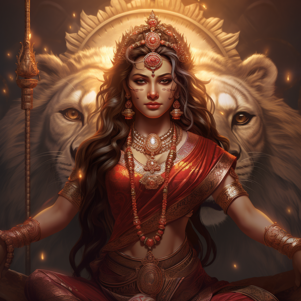 Realistic Hindu Goddess Durga artwork