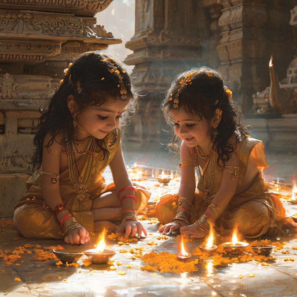 Hindu Prince Rama playing with Sita