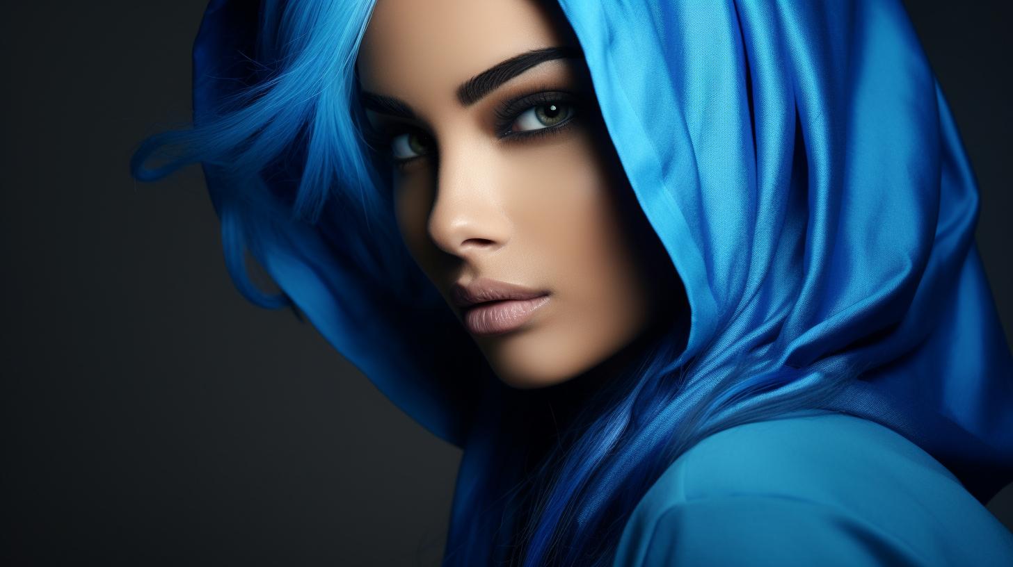 Stylish Saudi woman with blue hair