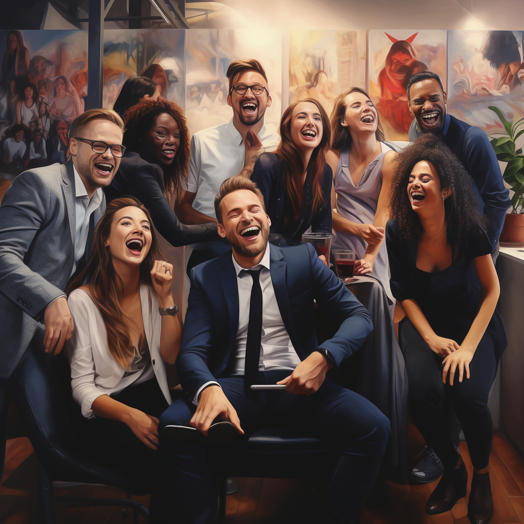 Diverse team of consultants laughing together