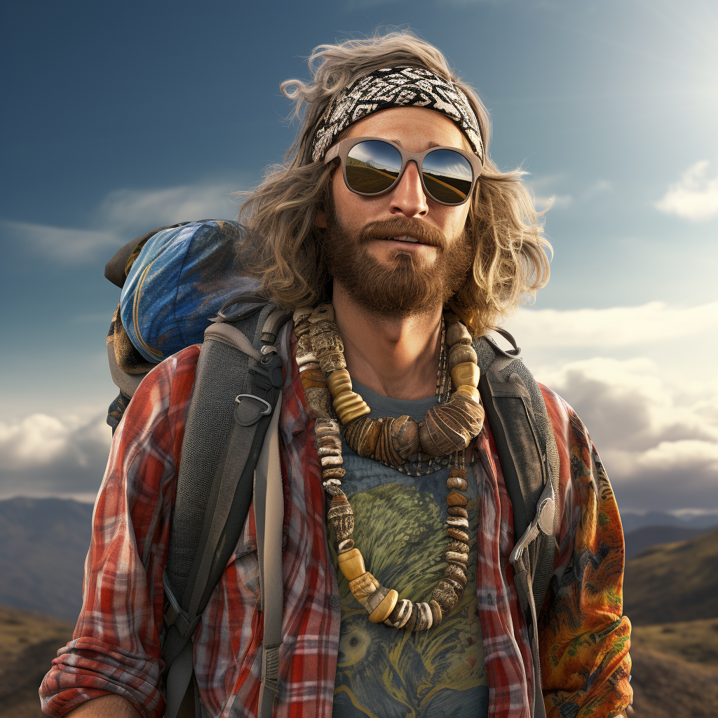 Hippie hiker in stunning natural surroundings