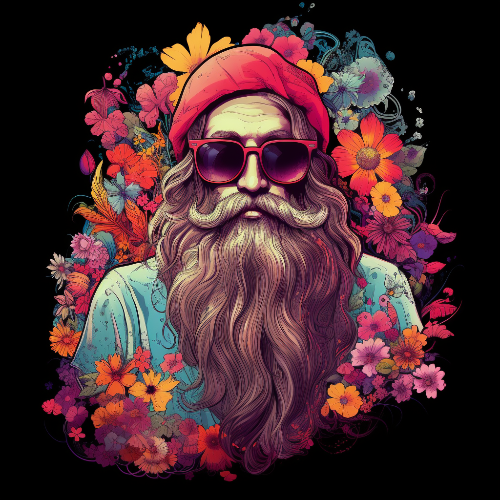 Colorful hippie art print for t-shirt