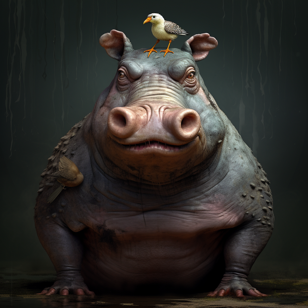 Hilarious hippo with chicken head