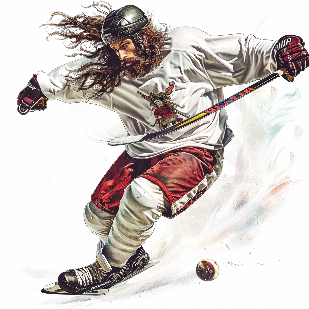 Hippy Jesus Playing Hockey