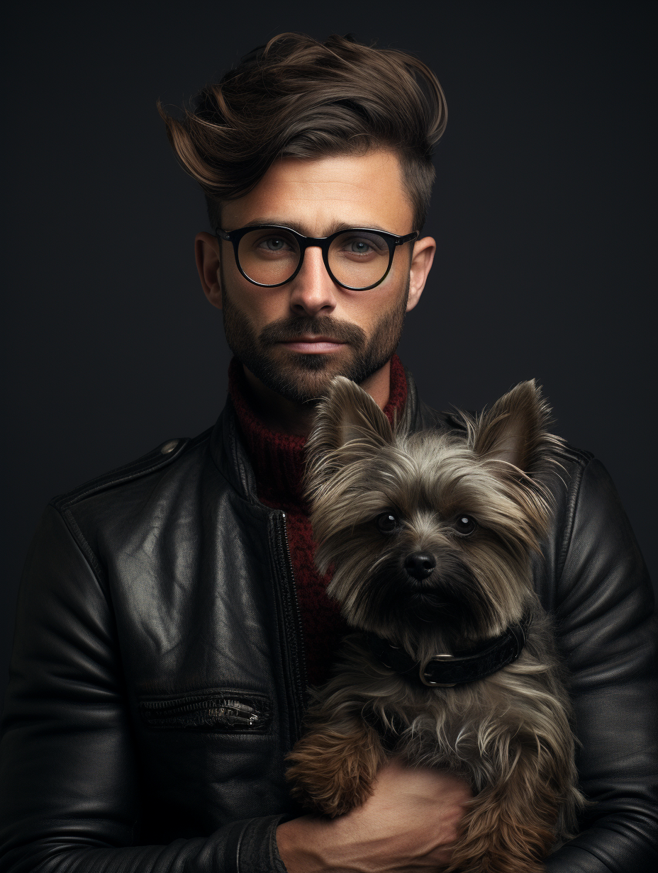 Hipster male with stylish dog haircut