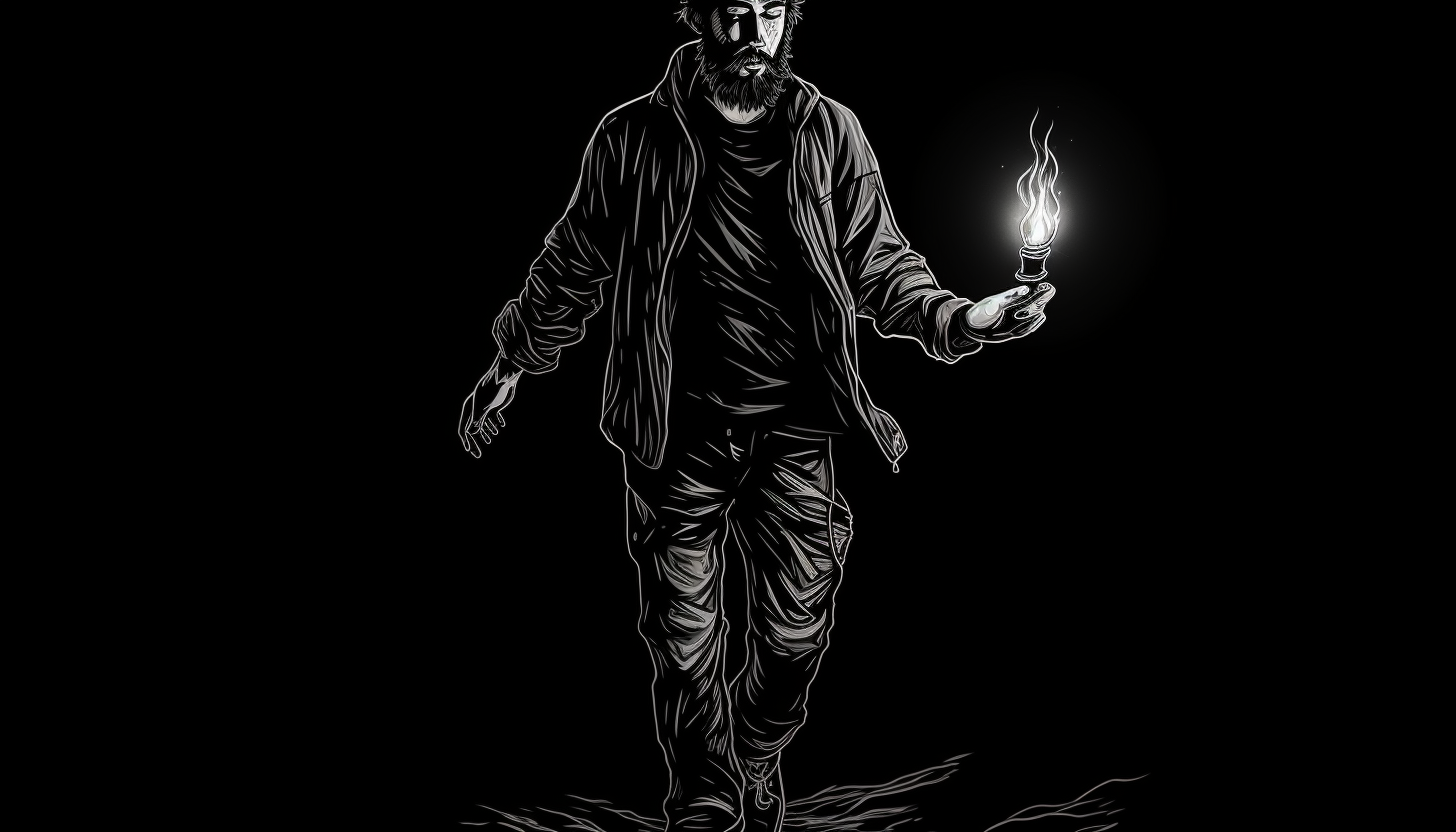 Hipster male with candle in dark