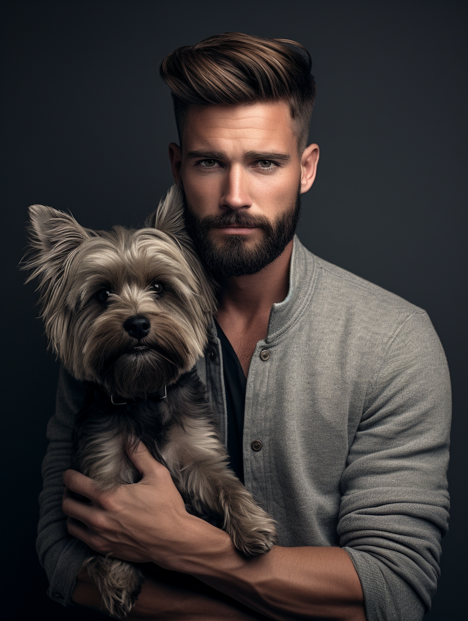 Stylish male with his canine companion