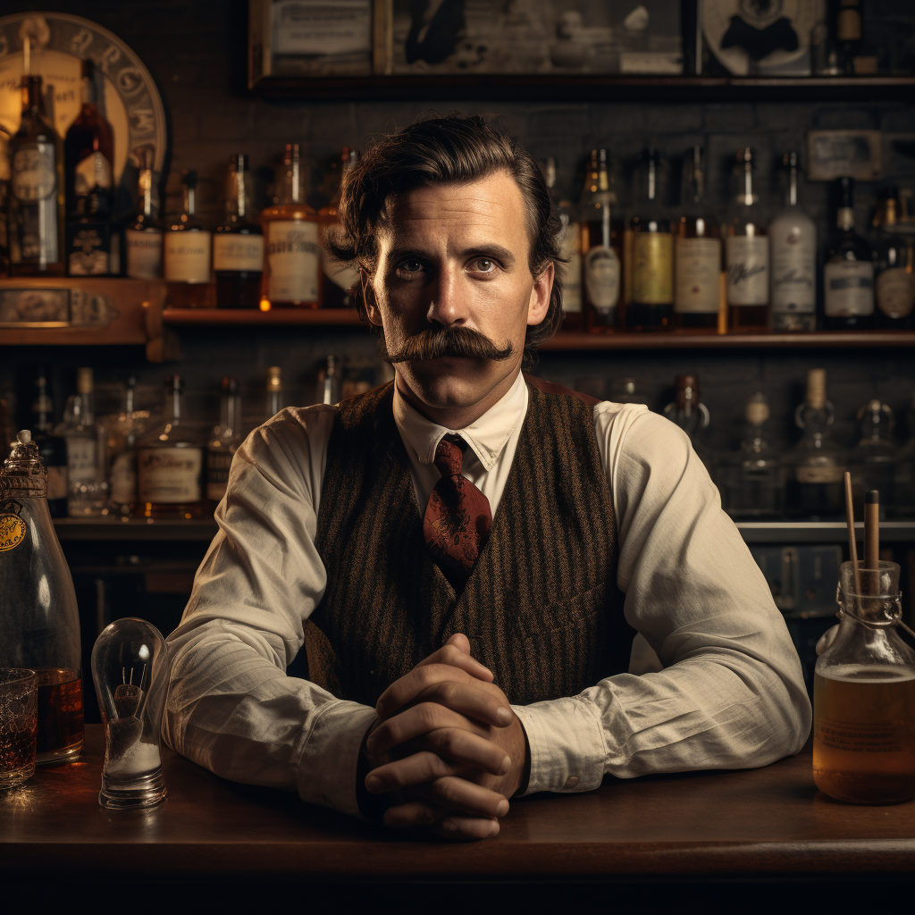 Hipster Bar Barmen with Mustache