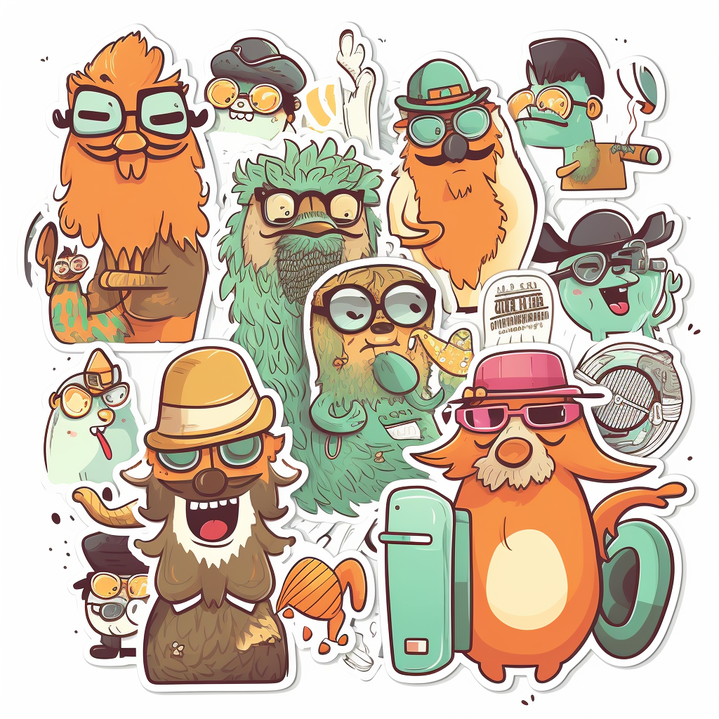 Smiling Hipster Safari Cartoon Creatures