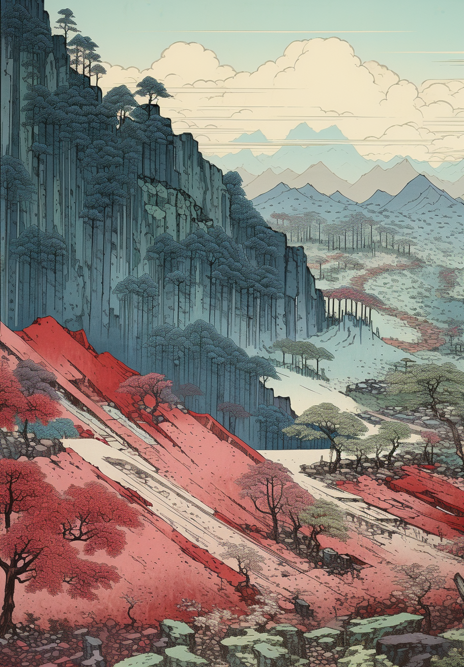 Beautiful Strip Mine Surface Mine Ukiyo-e Artwork