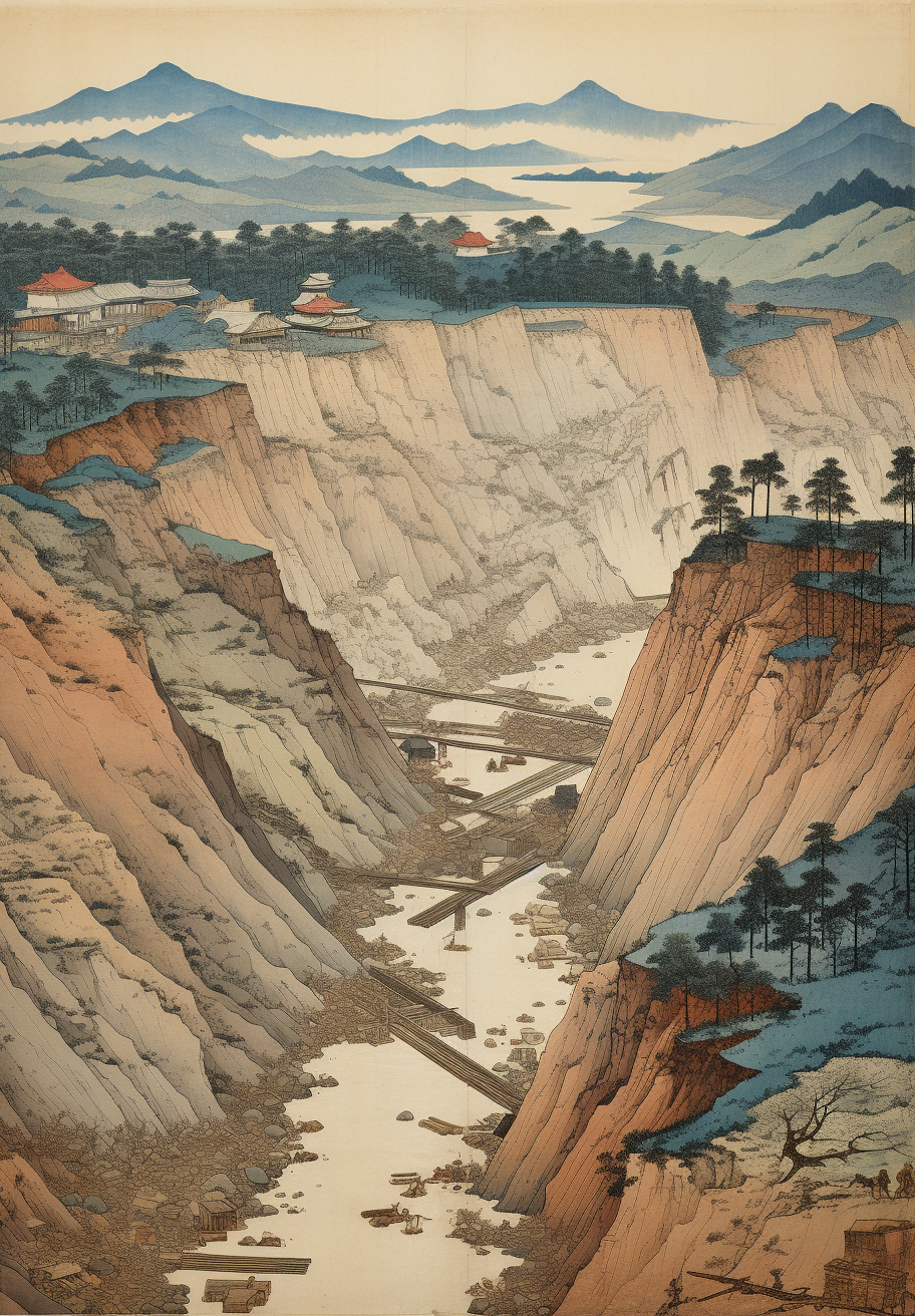 Barren land in Hiroshige's artwork