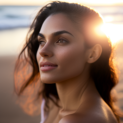 Beautiful hispanic woman on a beach