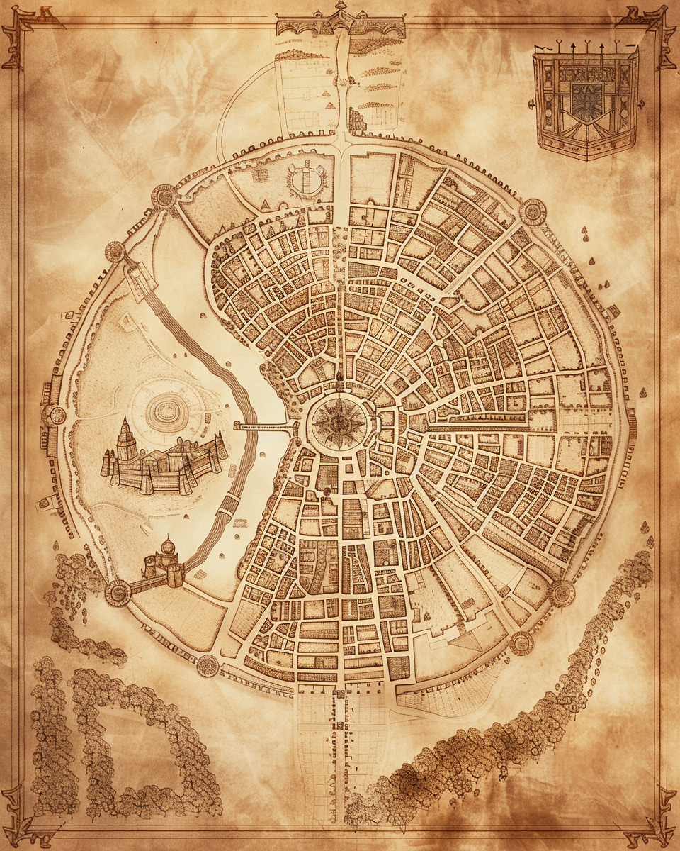 Detailed map of ancient city