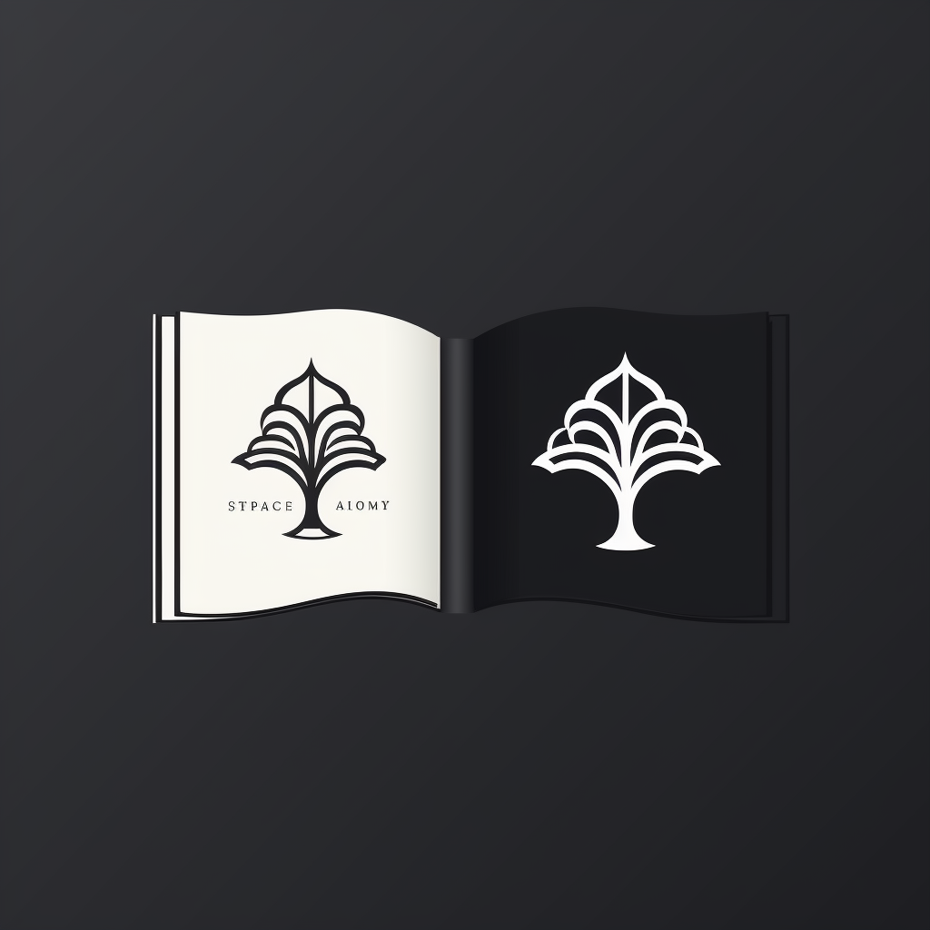 Minimalistic black and white historical book logo